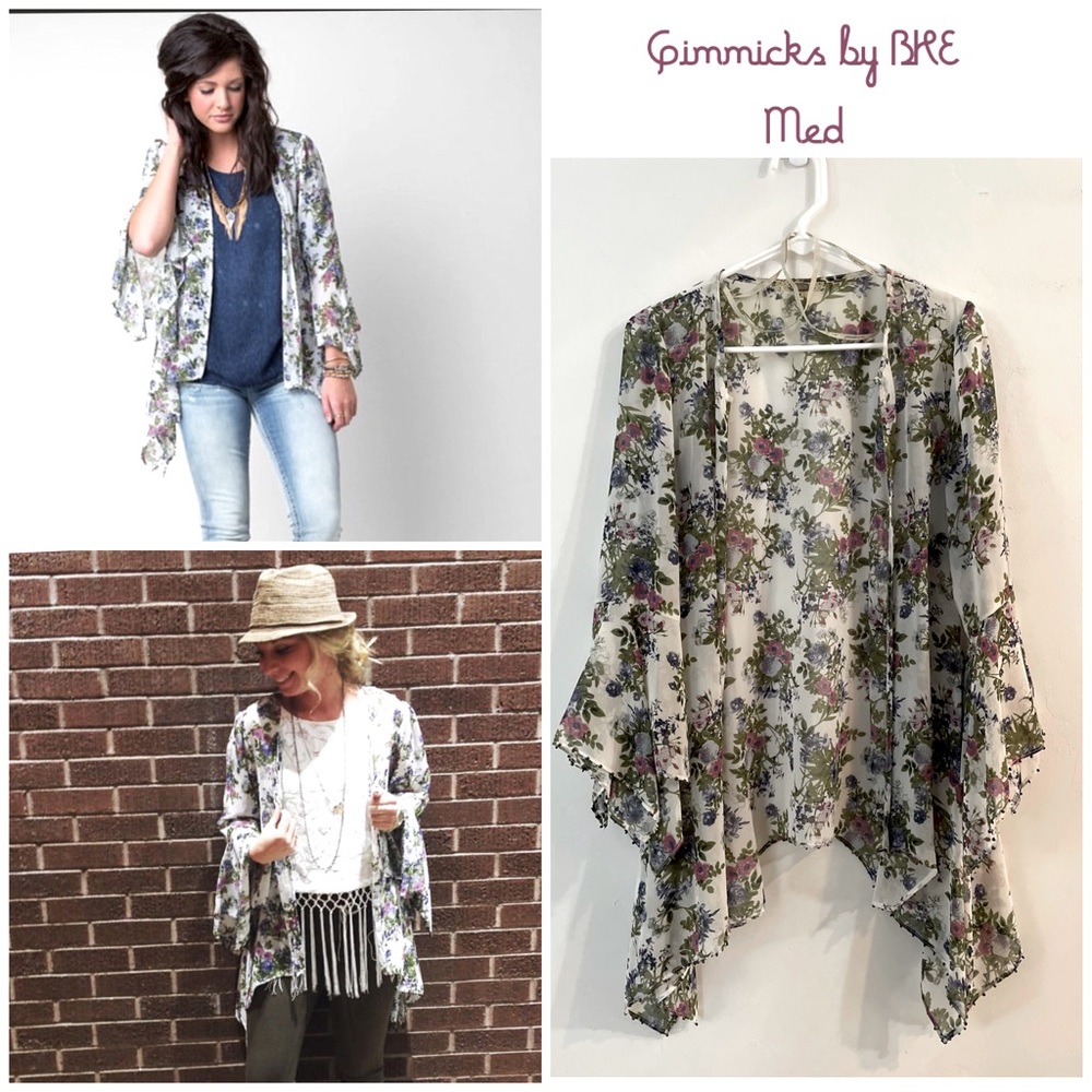 Gimmicks by BKE Flyaway Floral Cardigan sz Medium